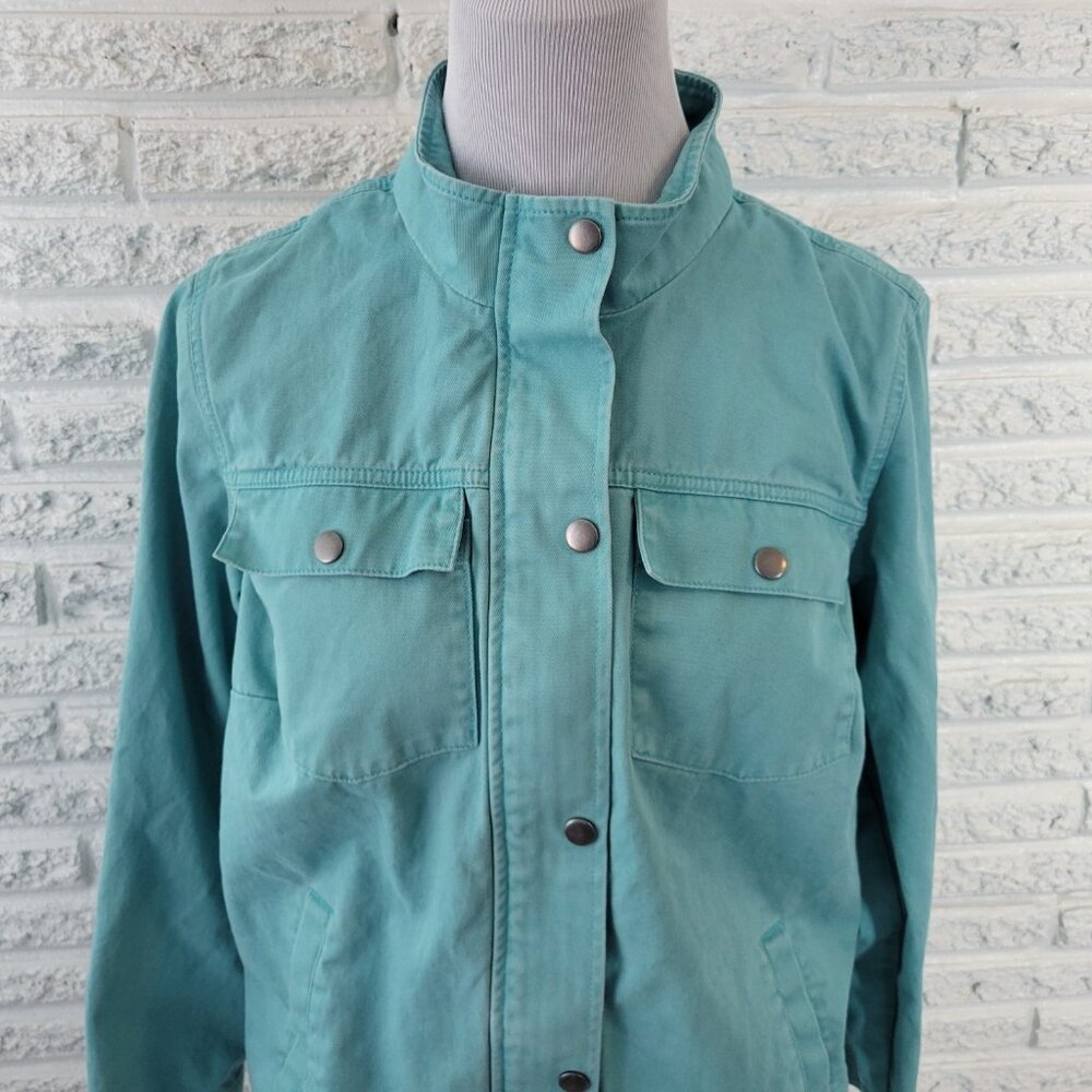 CJ Banks Womens Jacket Extra Large XL Denim Baby Blue Pockets Zip Snap SWE144E - Picture 3 of 10
